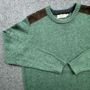 PG Field Textured Knit Sweater Crewneck Jumper Green Mens Sz Large Outdoors